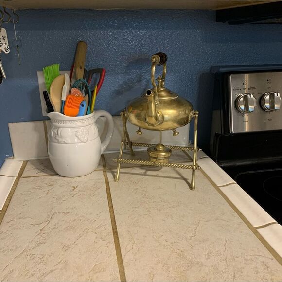 Antique James Clews Birmingham JCB brass tea pot Toddy kettle with stand - Picture 13 of 13